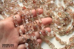 Кварц с включениями астрофиллита, галтовка 6-10 мм, набор 9,5 см