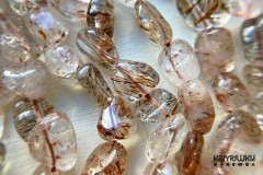 Кварц с включениями астрофиллита, галтовка 6-10 мм, набор 9,5 см