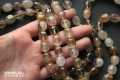 Кварц золотистый рутиловый, галтовка, 11-13 мм, набор 5 бусин Кварц золотистый рутиловый, галтовка, 11-13 мм, набор 5 бусин