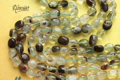 Кварц с хлоритом, галтовка, 11-12 мм, набор 7 бусин Кварц с хлоритом, галтовка, 11-12 мм, набор 7 бусин