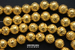 Лава вулканическая с покрытием, золото, шар 12 мм, набор 7 бусин