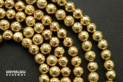 Лава вулканическая с покрытием, золото, шар 6,5 мм, набор 15 бусин Лава вулканическая с покрытием, золото, шар 6,5 мм, набор 15 бусин