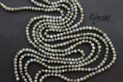 Лабрадор, шар граненый 4 мм, набор 22 бусины