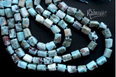 Ларимар, кусочки, цилиндры произвольной огранки, набор 7 бусин Ларимар, кусочки, цилиндры произвольной огранки, набор 7 бусин