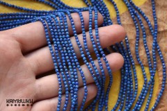 Лазурит, без усиления цвета, насыщенный, шар граненый 2 мм, набор 9 см