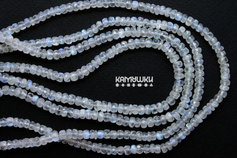 Лунный камень прозрачный, рондель граненый 4,5 мм, набор 4 см