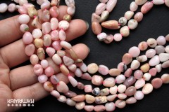 Опал розовый, овальная галтовка, пестрая, 5 х 8 мм, набор 9 см
