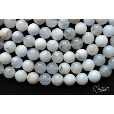 Белый опал, кахолонг, полупрозрачный, шар гладкий 8,5 мм, набор 11 бусин