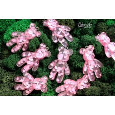 Подвеска "мишка", розовый с сердечками, пластик, 4 см, 1 шт. 