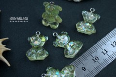 Подвеска "мишка", прозрачный с блестками, 25 мм, серебристый штифт, 1 шт