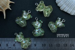 Подвеска "мишка", прозрачный с блестками, 25 мм, серебристый штифт, 1 шт