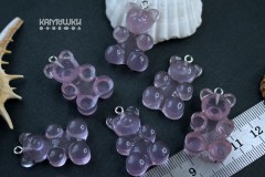 Подвеска "мишка", сиреневый, пластик, 3 см, серебристый штифт, 1 шт Подвеска "мишка", сиреневый, пластик, 3 см, серебристый штифт, 1 шт