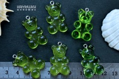 Подвеска "мишка", зеленый, пластик, 3 см, серебристый штифт, 1 шт
