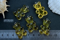 Подвеска "мишка", желтый, пластик, 3 см, серебристый штифт, 1 шт