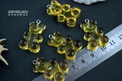 Подвеска "мишка", желтый, пластик, 3 см, серебристый штифт, 1 шт