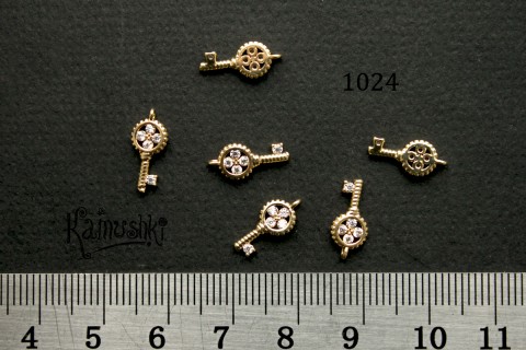 Подвеска "ключик" с фианитами 6х12 мм №1024, 1 шт