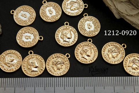 Подвеска монетка номинальная 12х15 мм,  №1212-0920, 1 шт