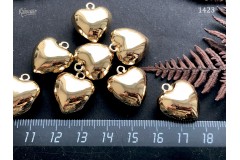 Подвеска "сердце", золотистая, 18х20 мм,  №1423-0920, 1 шт.