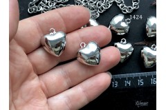Подвеска "сердце", серебристая, 18х20 мм,  №1424-0920, 1 шт