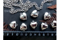 Подвеска "сердце", серебристая, 18х20 мм,  №1424-0920, 1 шт