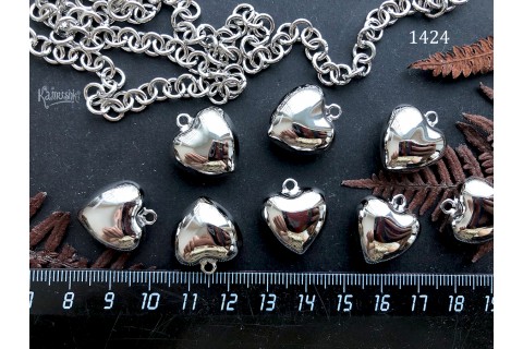 Подвеска "сердце", серебристая, 18х20 мм,  №1424-0920, 1 шт