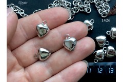 Подвеска "сердце", серебристая, 12х15 мм, №1426-0920, 1 шт