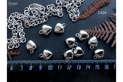Подвеска "сердце", серебристая, 12х15 мм, №1426-0920, 1 шт