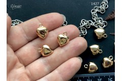 Подвеска "сердце", золотистая, 12х15 мм, №1427-0920, 1 шт