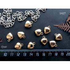 Подвеска "сердце", золотистая, 12х15 мм, №1427-0920, 1 шт