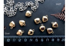 Подвеска "сердце", золотистая, 12х15 мм, №1427-0920, 1 шт Подвеска "сердце", золотистая, 12х15 мм, №1427-0920, 1 шт