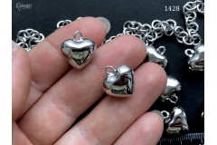 Подвеска "сердце", серебристая, 15х16 мм, №1428-0920, 1 шт Подвеска "сердце", серебристая, 15х16 мм, №1428-0920, 1 шт