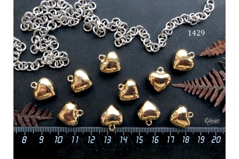 Подвеска "сердце", золотистая, 15х16 мм, №1429-0920, 1 шт