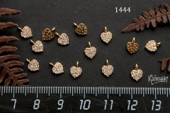 Подвеска со стразами, "сердце", 5 мм,  №1444, 1 шт