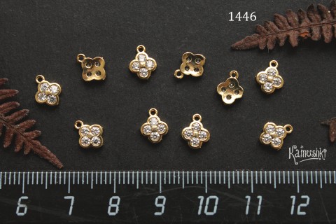 Подвеска со стразами, "клевер", 6 мм,  №1446, 1 шт