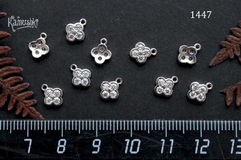 Подвеска со стразами, "клевер", 6 мм,  №1447, 1 шт