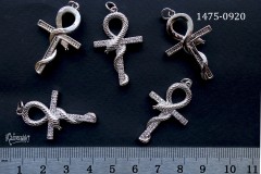 Подвеска "анкх" с фианитами, 21х34 мм, №1475-0920, 1 шт