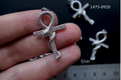 Подвеска "анкх" с фианитами, 21х34 мм, №1475-0920, 1 шт