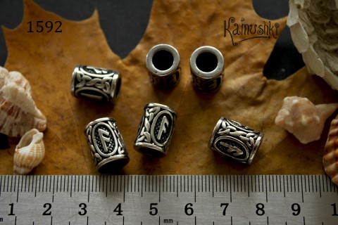 Бусина-цилиндр с руной, под "Пандору" №1592S-0920 сталь, 1 шт