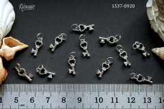 Подвеска "ключик" с фианитами 12 мм, №1537-0920, 1 шт