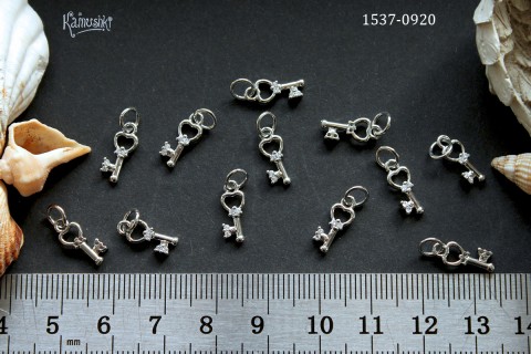 Подвеска "ключик" с фианитами 12 мм, №1537-0920, 1 шт