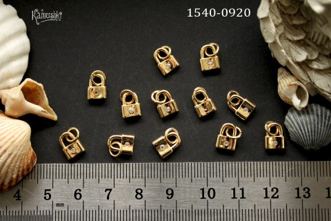 Подвеска "замочек" с фианитом 8,5 мм, №1540-0920, 1шт