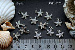 Подвеска "морская звезда" с фианитами, 12 мм, №1541-0920, 1 шт