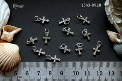 Подвеска "крестик" с фианитами 7х11 мм, №1543-0920, 1 шт