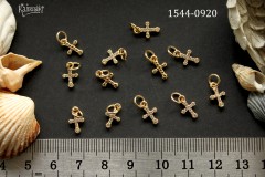 Подвеска "крестик" с фианитами 7х11 мм, №1544-0920, 1 шт