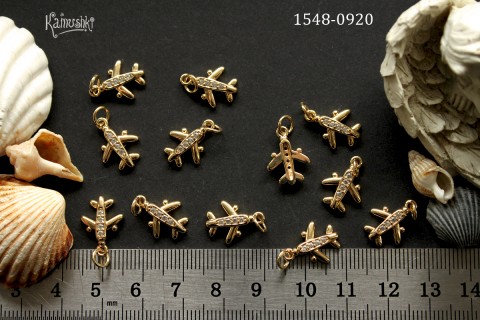 Подвеска "самолет" с фианитами, 15 мм, №1548-0920, 1 шт 
