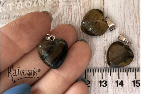 Подвеска из тигрового глаза, "сердечко", 1 шт
