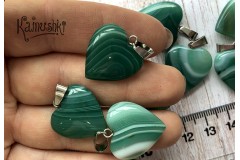 Подвеска из агата тонированного, зеленого, "сердечко". 1 шт