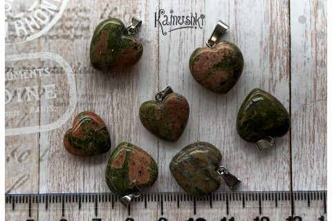 Подвеска из унакита, "сердечко", 1 шт