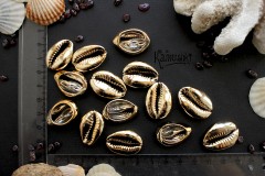 Ракушка каури настоящая, с золотистым покрытием, крупная, 1 бусина Ракушка каури настоящая, с золотистым покрытием, крупная, 1 бусина