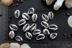Ракушка каури, с серебристым покрытием, средняя, 1 бусина Ракушка каури, с серебристым покрытием, средняя, 1 бусина